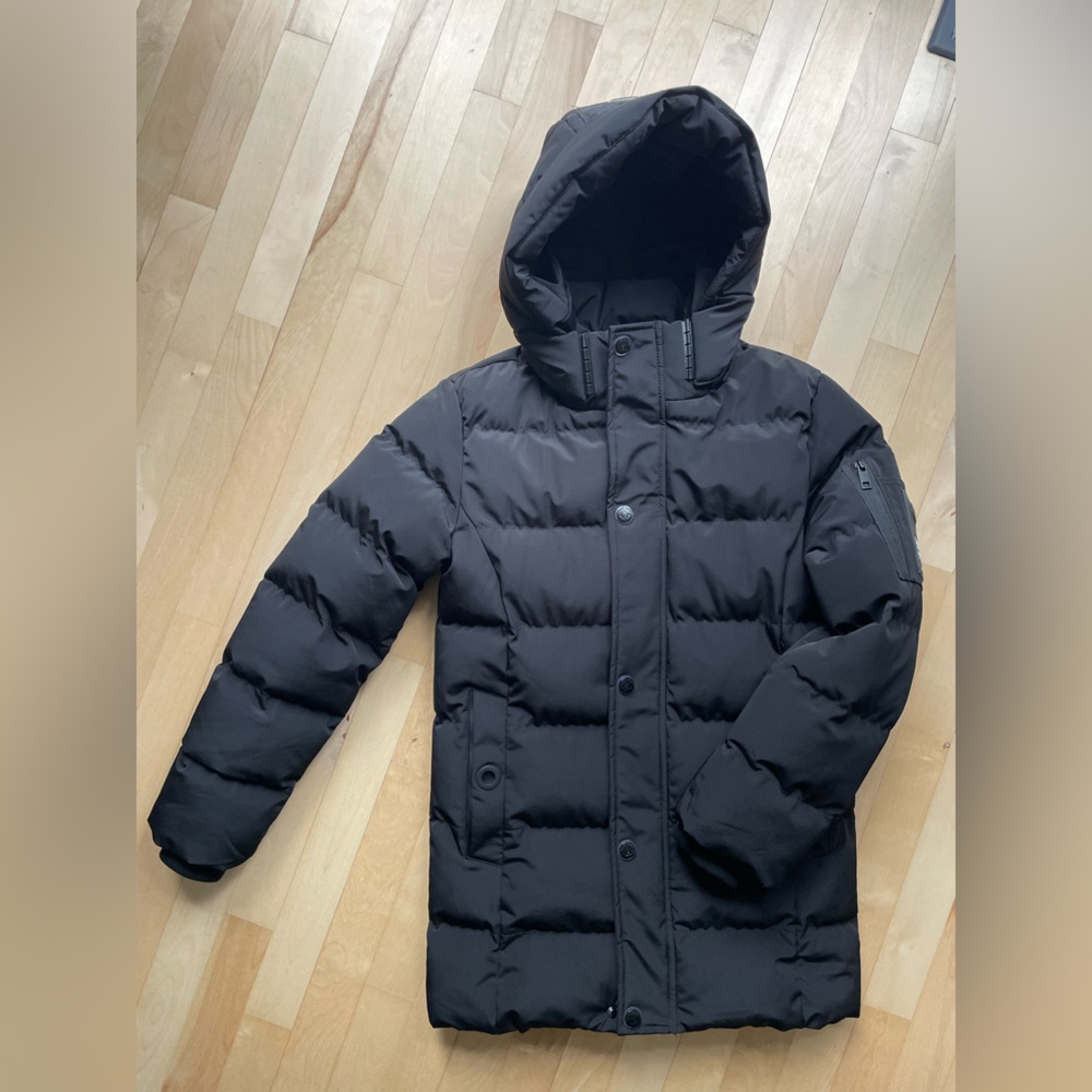 Point Zero winter coat big kid puffer collection mid thigh length - M onyx black